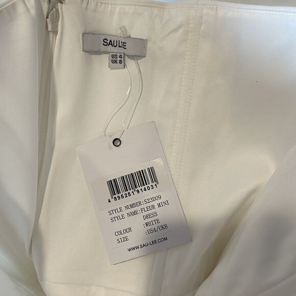 Sau Lee Fleur Floral Appliqué White Strapless Mini Dress Size 4 - Picture 9 of 10